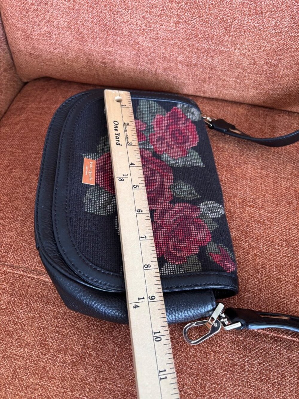 Kate Spade NY Seeley Lane Rae Crossbody Bag Rose Needlepoint & Leopard Strap - Picture 7 of 12